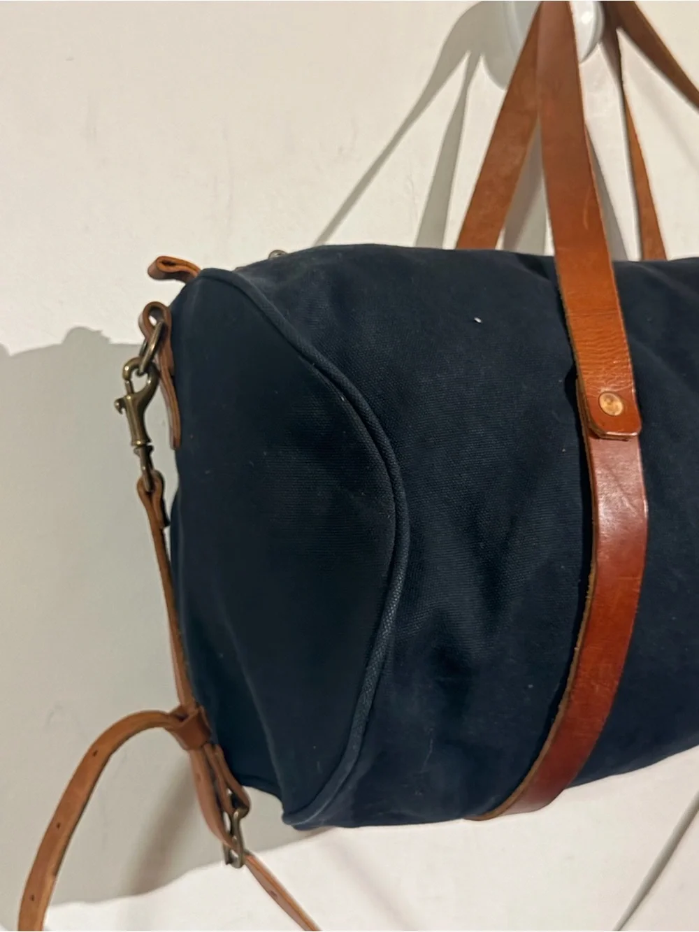 Bradley Mountain Black Canvas Duffel Brown Leather Trim - Weekend Travel Bag